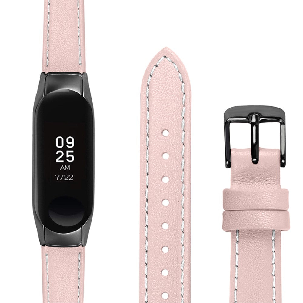 Super fint Xiaomi Mi Band 7 Ægte læder Urrem - Pink#serie_3