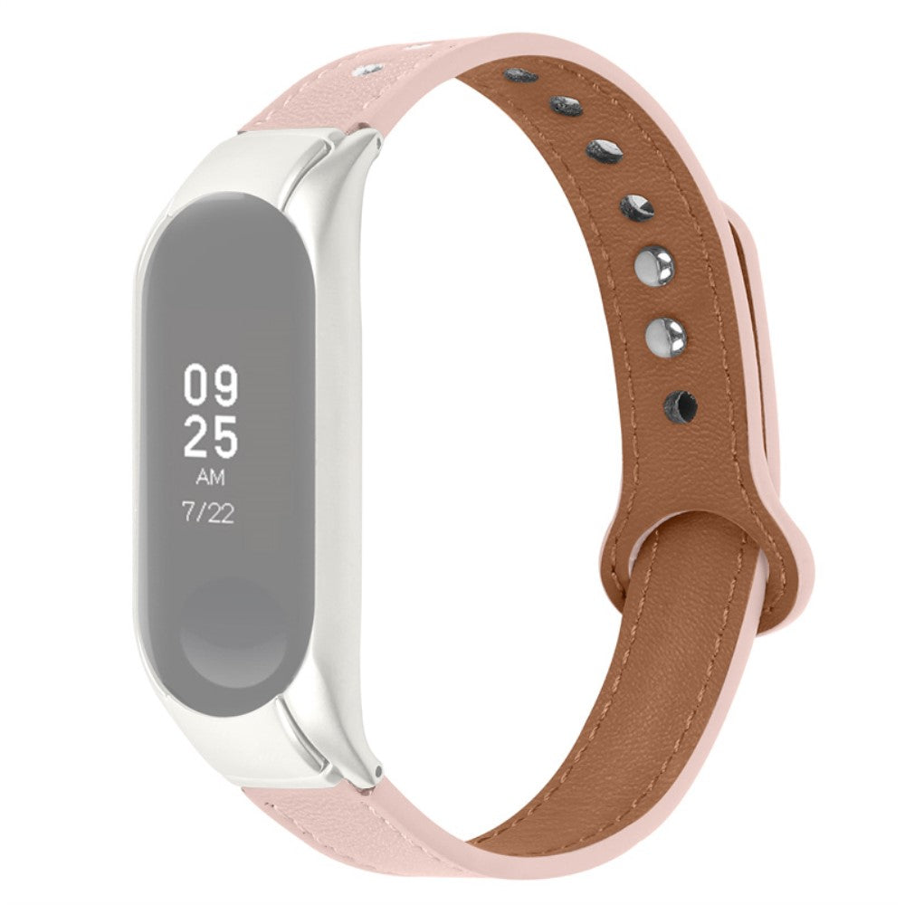  Xiaomi Mi Smart Band 4 / Xiaomi Mi Band 3 Ægte læder Rem - Pink#serie_4