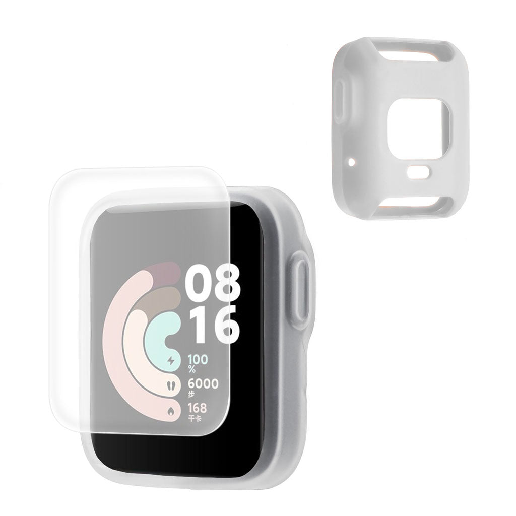 Rigtigt Godt Xiaomi Redmi Watch Cover med Skærmbeskytter i Silikone - Sølv#serie_4