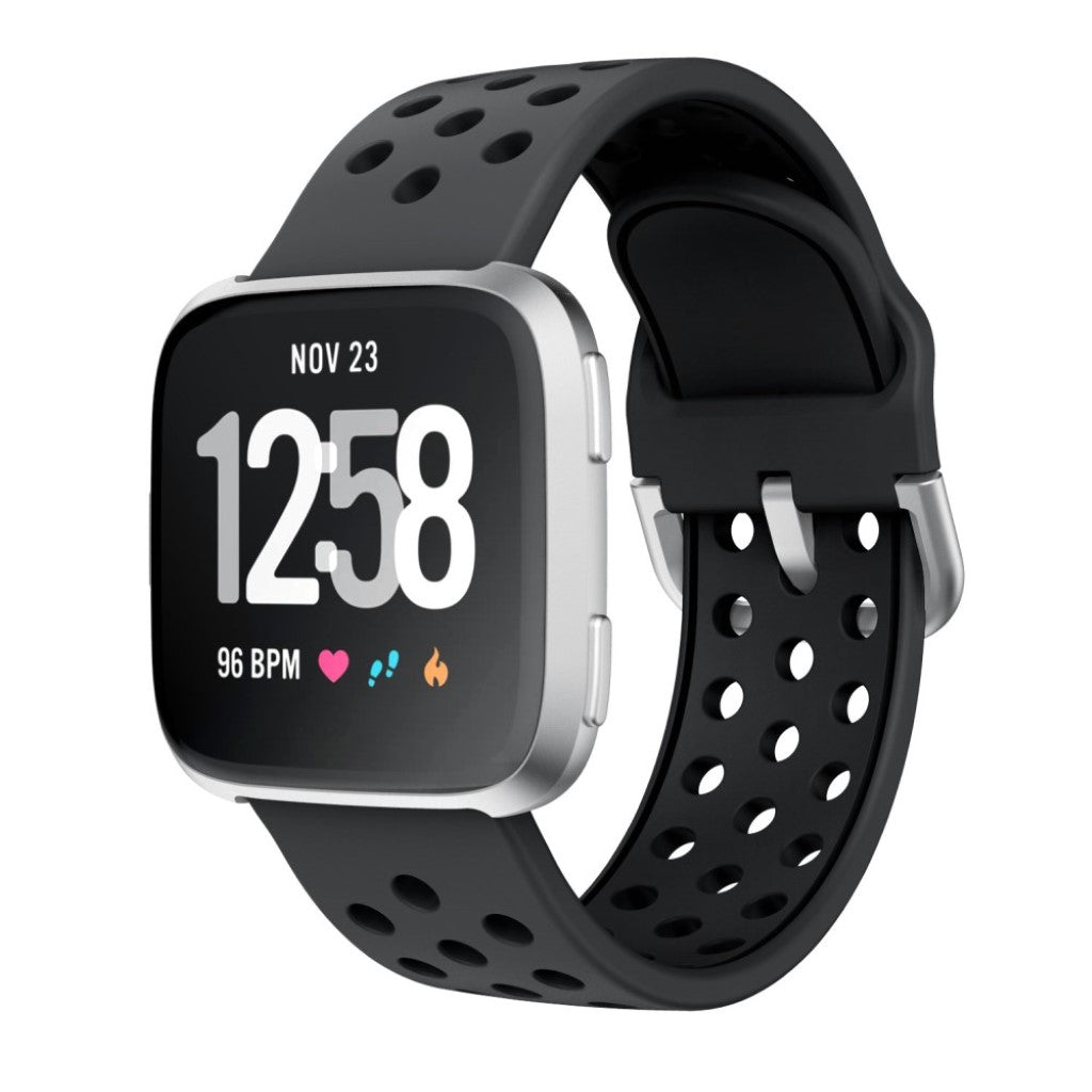 Meget fed Fitbit Versa 2 Silikone Rem - Sort#serie_1