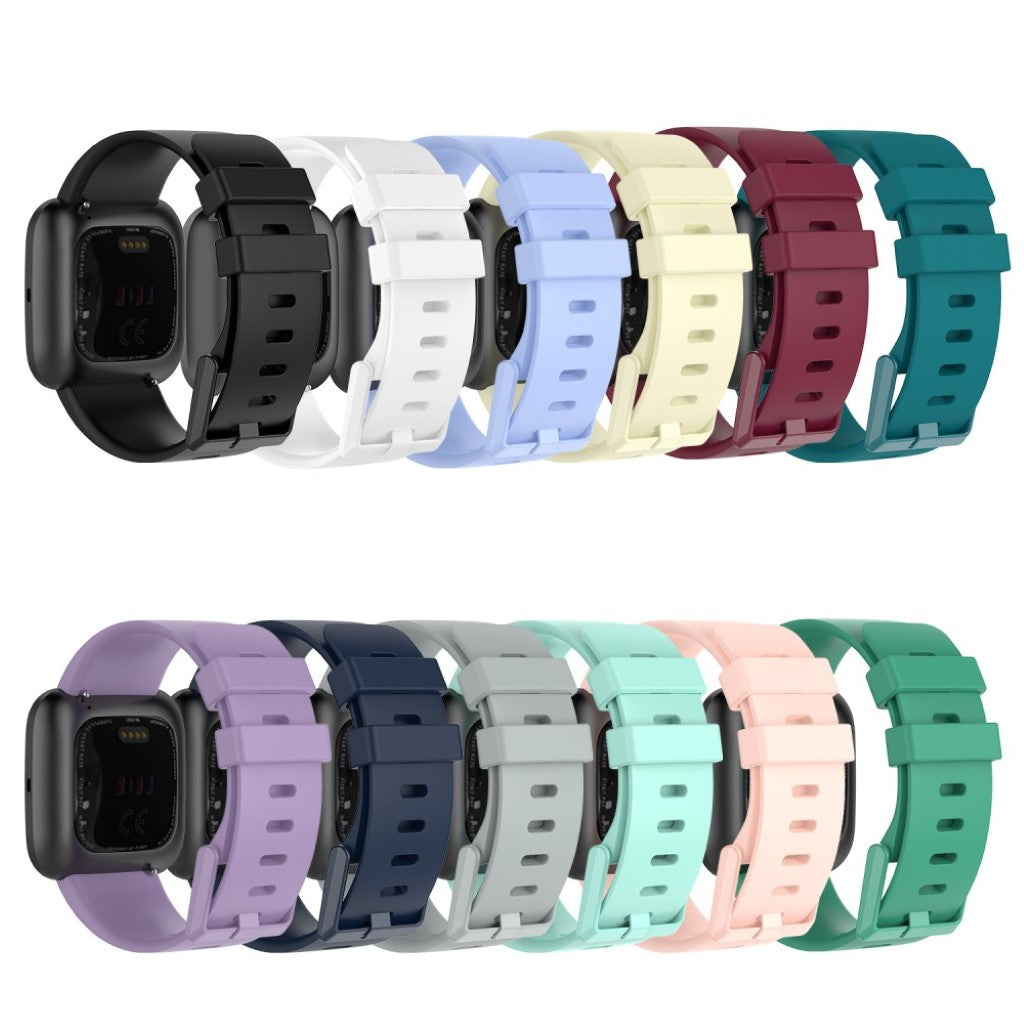 Vildt sejt Fitbit Versa 2 / Fitbit Versa Lite Silikone Rem - Størrelse: S - Sølv#serie_3