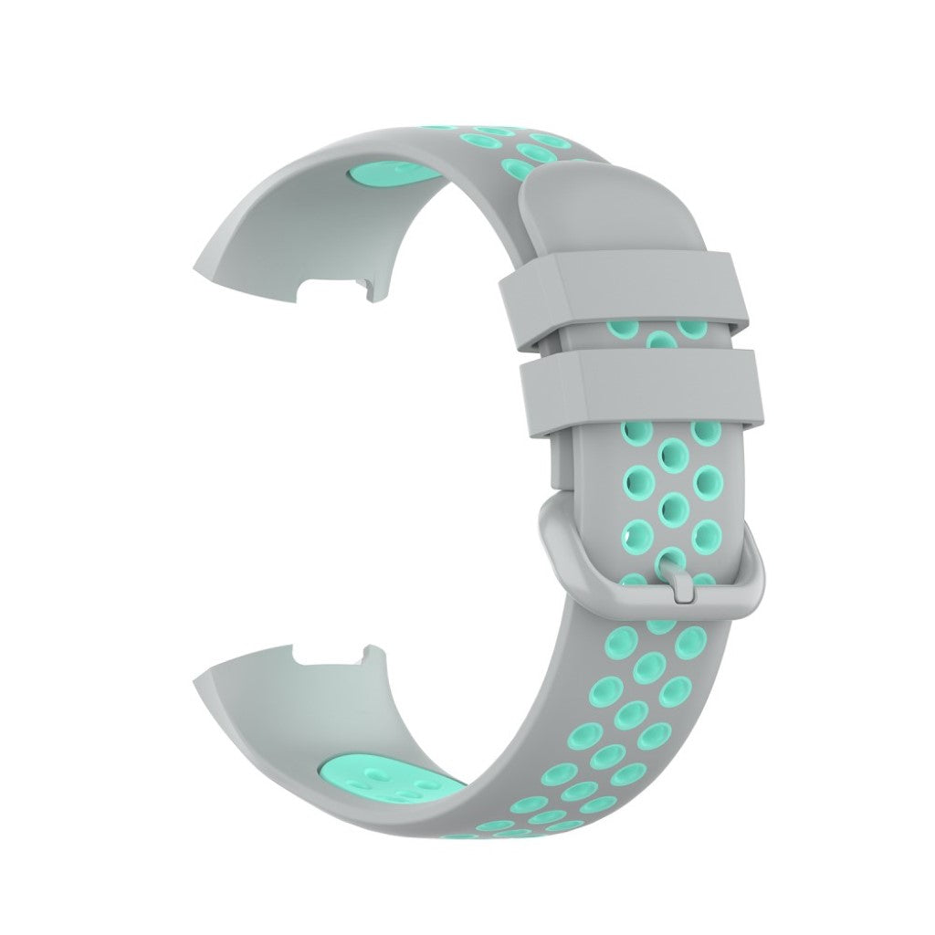 Vildt fed Fitbit Charge 3 / Fitbit Charge 4 Silikone Rem - Sølv#serie_12