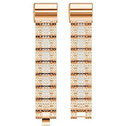 Super smuk Fitbit Charge 2 Metal og Rhinsten Rem - Pink#serie_4
