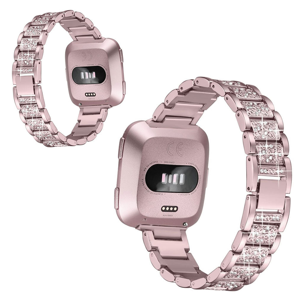 Nydelig Fitbit Versa Metal og Rhinsten Rem - Pink#serie_2