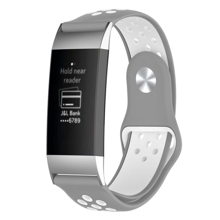 Super pænt Fitbit Charge 3 Silikone Rem - Sølv#serie_6