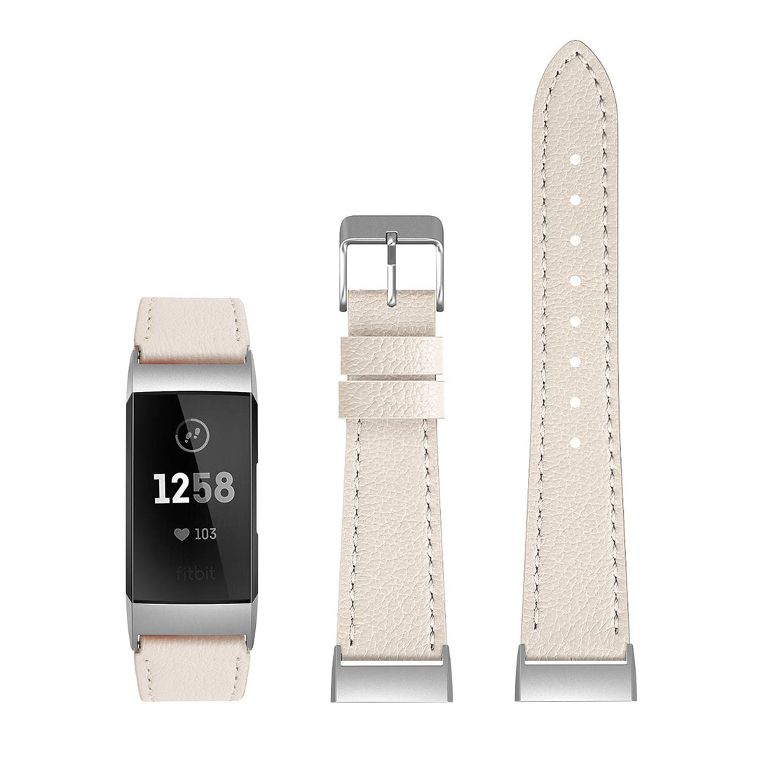 Meget godt Fitbit Charge 3 Ægte læder Rem - Beige#serie_2