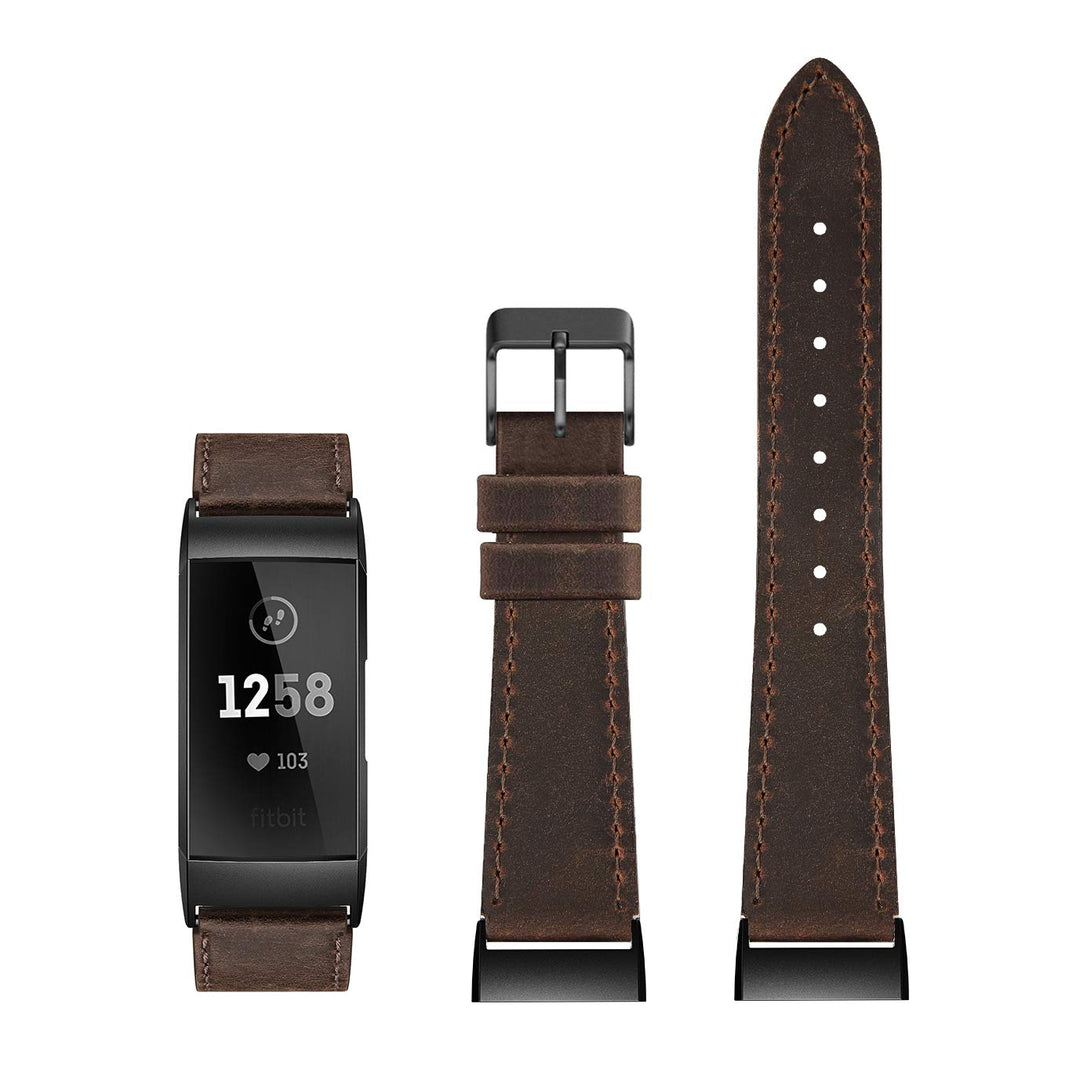 Meget godt Fitbit Charge 3 Ægte læder Rem - Brun#serie_7