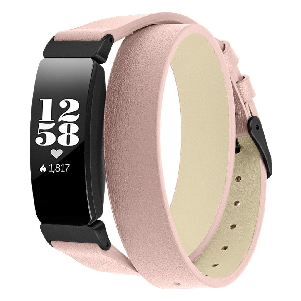 Meget hårdfør Fitbit Inspire Ægte læder Rem - Pink#serie_5