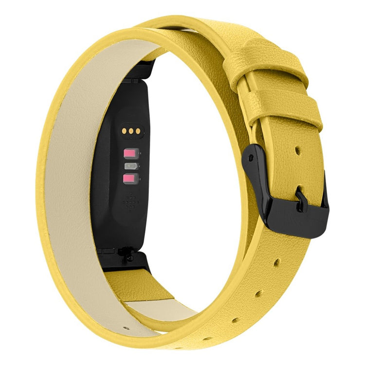 Meget hårdfør Fitbit Inspire Ægte læder Rem - Gul#serie_9