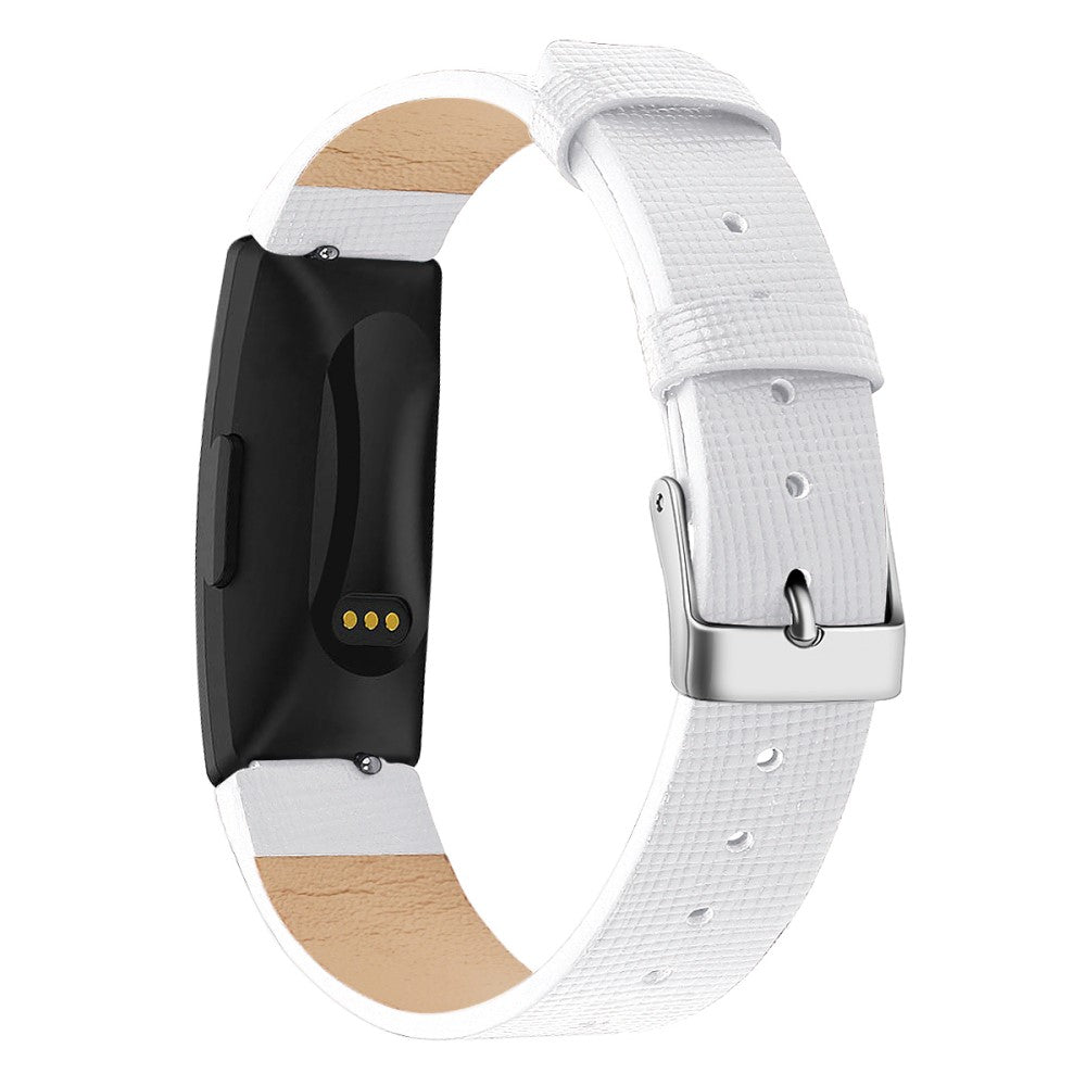 Helt vildt elegant Fitbit Inspire Ægte læder Rem - Størrelse: L - Hvid#serie_1