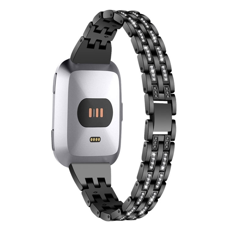 Mega fint Fitbit Versa Lite Metal og Rhinsten Rem - Sort#serie_1