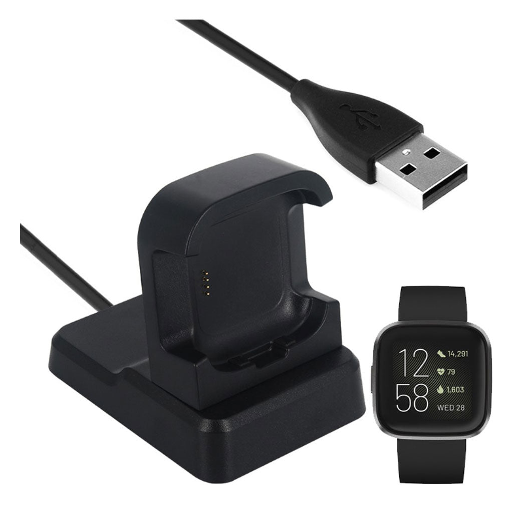 Plastik Fitbit Versa 2 USB Ladestation - Sort#serie_9
