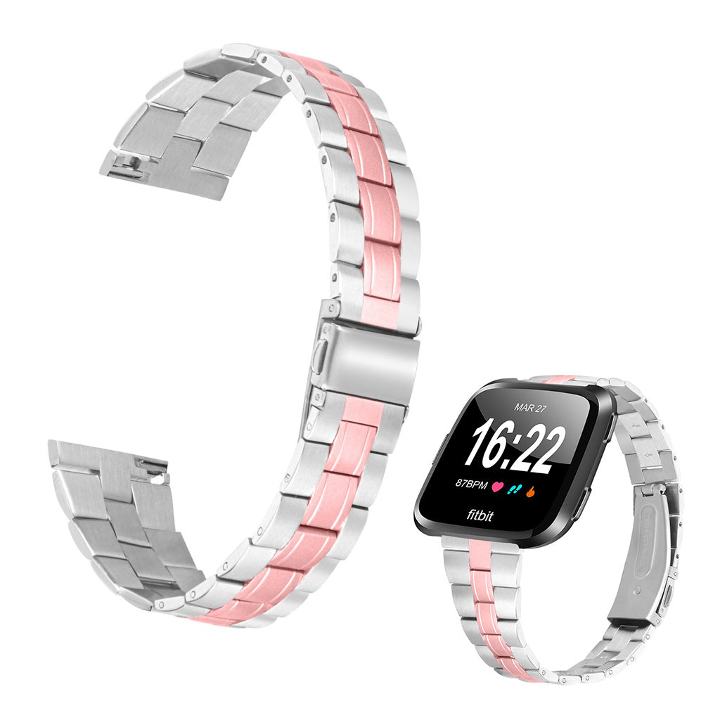 Rigtigt kønt Fitbit Versa 2 Metal Rem - Pink#serie_2