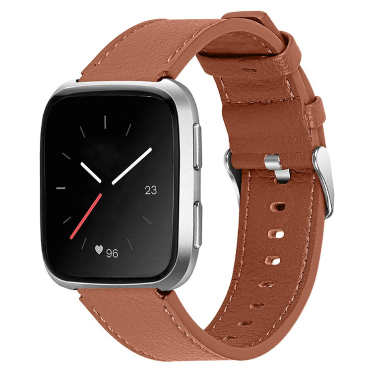 Super flot Fitbit Versa 2 Ægte læder Rem - Brun#serie_1