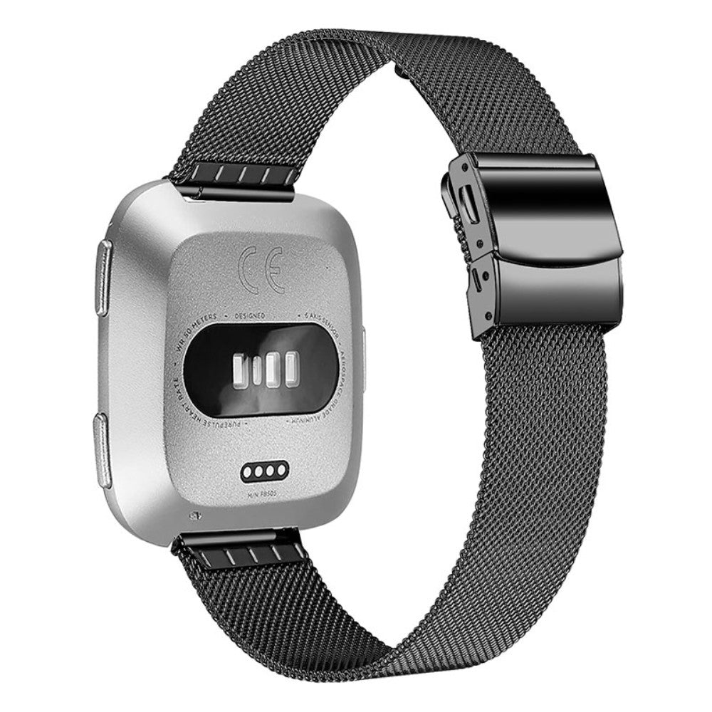 Rigtigt fed Fitbit Versa 2 Metal Rem - Sort#serie_5