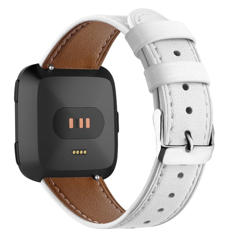 Elegant Fitbit Versa 2 / Fitbit Versa Lite Ægte læder Urrem - Hvid#serie_1