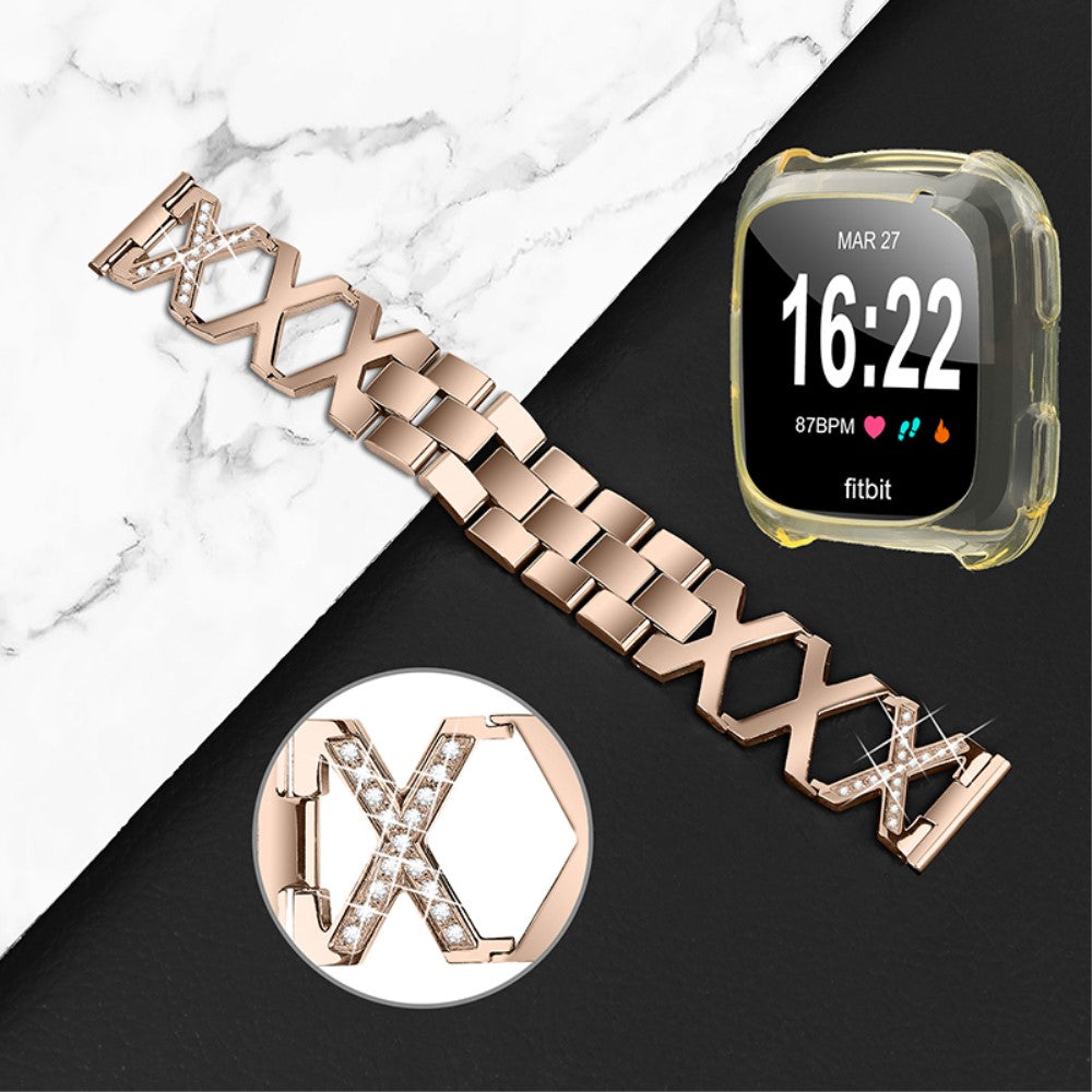 Fitbit Versa 2 / Fitbit Versa Lite Metal Rem med Cover - Guld#serie_1