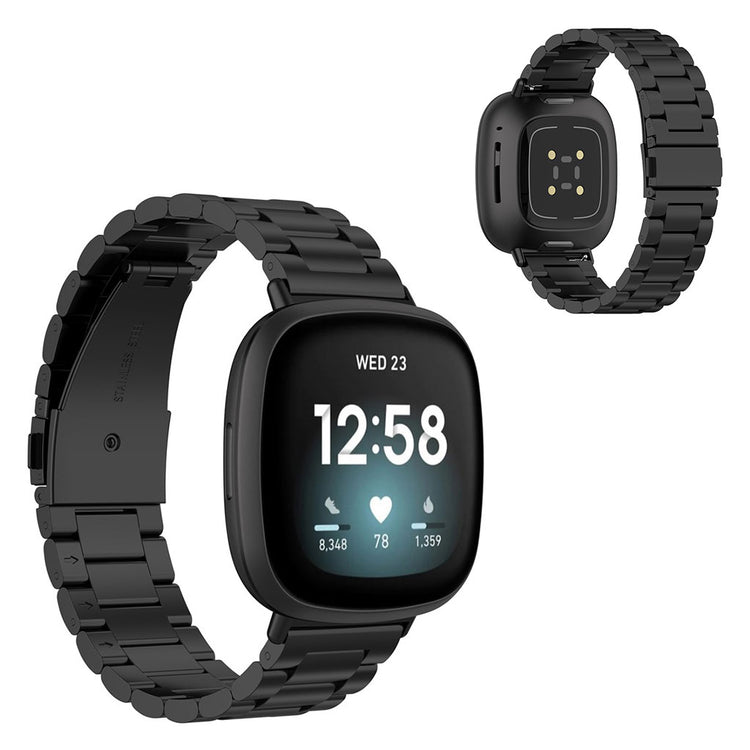 Rigtigt fed Fitbit Versa 3 / Fitbit Sense Metal Rem - Sort#serie_1