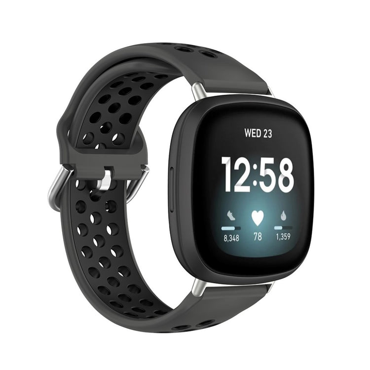 Super fint Fitbit Versa 3 / Fitbit Sense Silikone Rem - Sort#serie_12