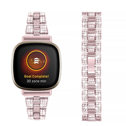 Godt Fitbit Versa 3 / Fitbit Sense Metal og Rhinsten Rem - Pink#serie_4