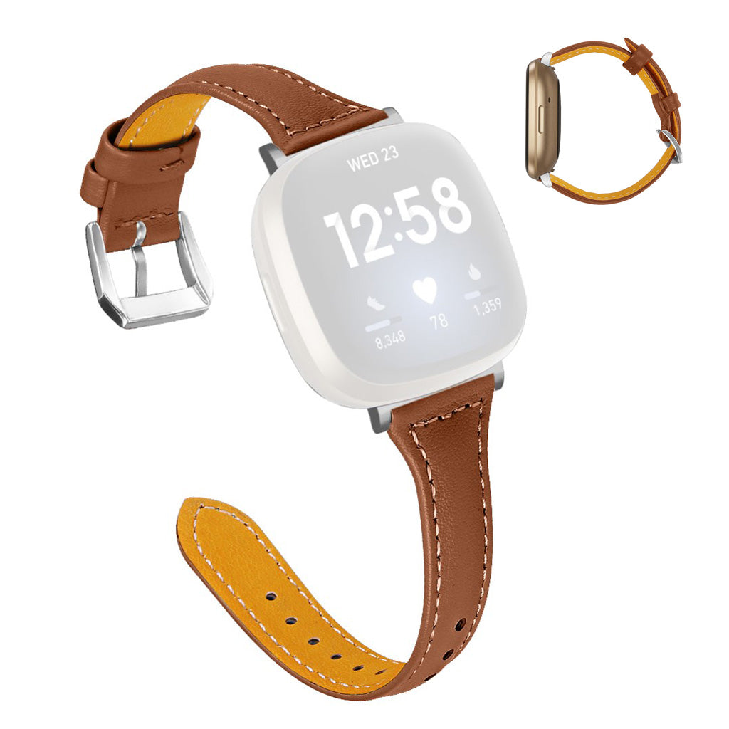 Stilren Fitbit Versa 3 / Fitbit Sense Ægte læder Rem - Brun#serie_11