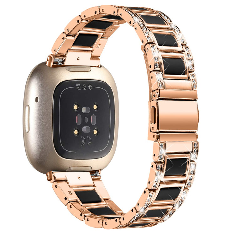 Helt vildt fed Fitbit Versa 3 Metal og Rhinsten Rem - Pink#serie_16