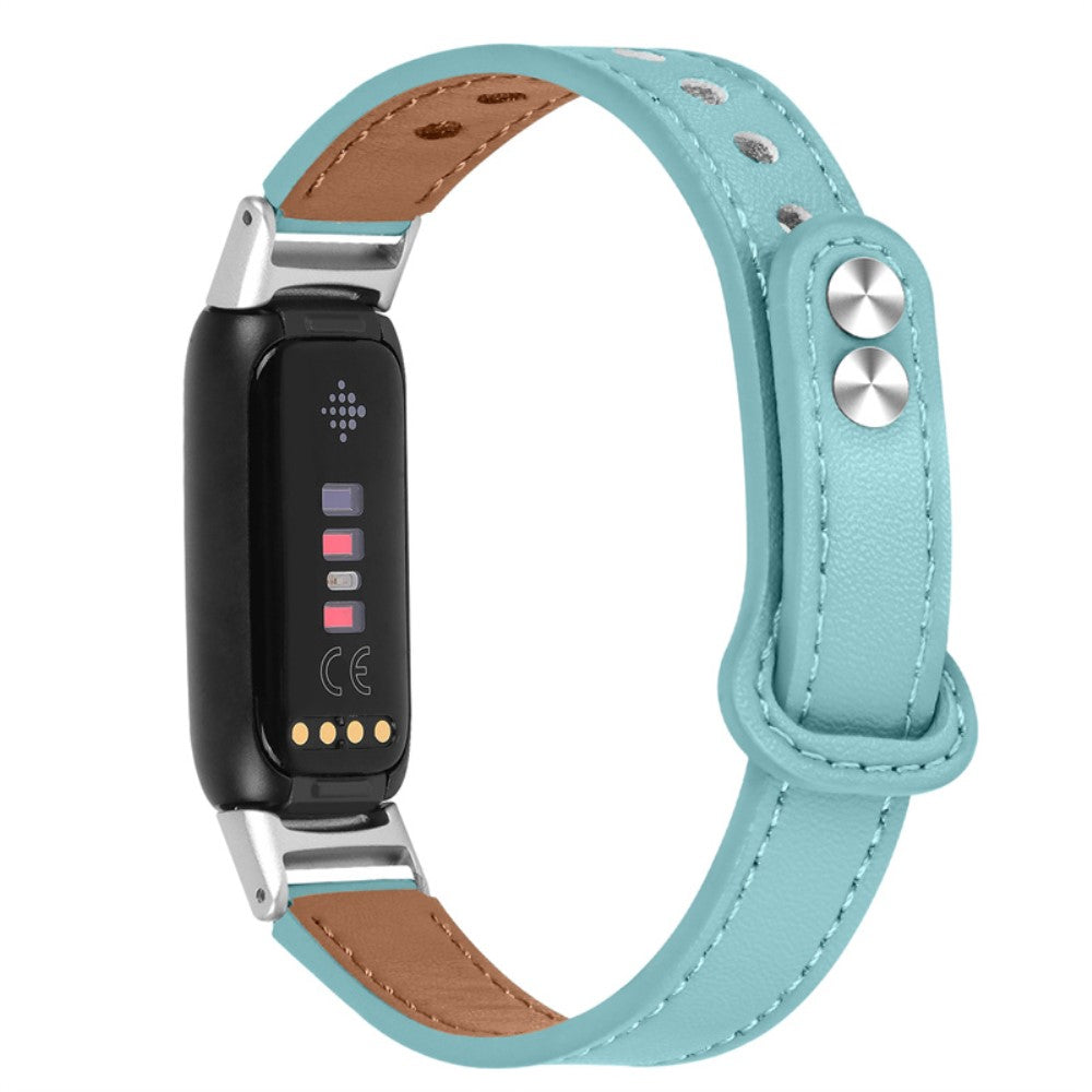 Stilfuld Fitbit Luxe Ægte læder Rem - Blå#serie_10