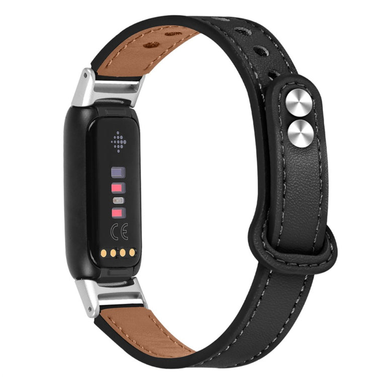 Stilfuld Fitbit Luxe Ægte læder Rem - Sort#serie_2