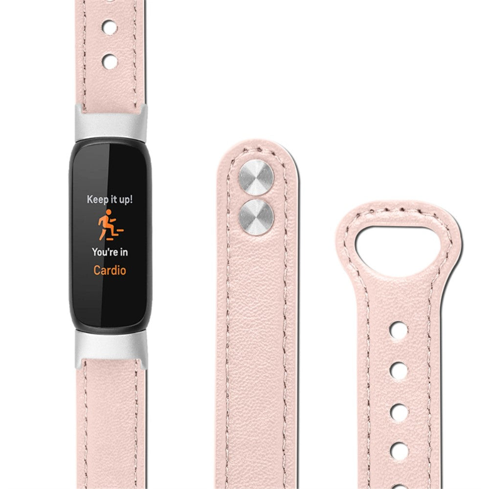 Meget nydelig Fitbit Luxe Ægte læder Urrem - Pink#serie_4