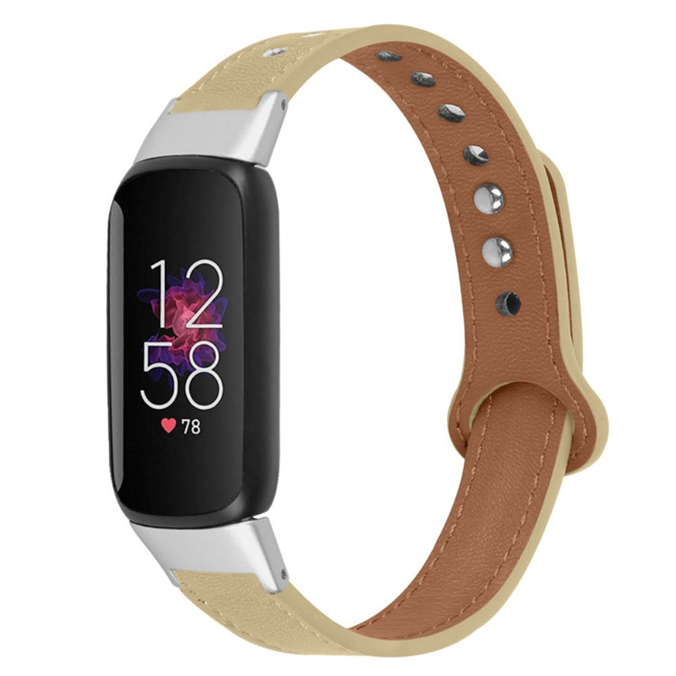 Meget nydelig Fitbit Luxe Ægte læder Urrem - Beige#serie_5