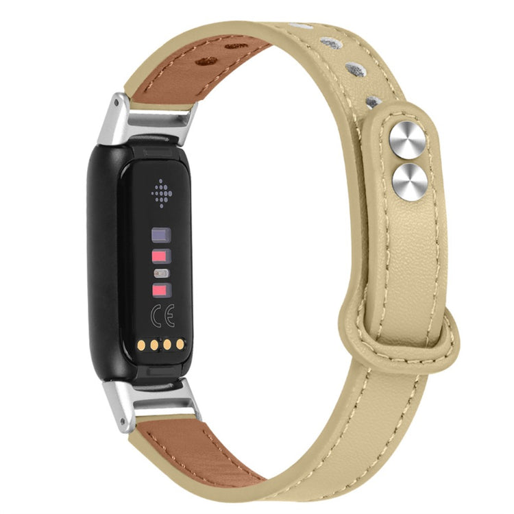 Stilfuld Fitbit Luxe Ægte læder Rem - Beige#serie_5