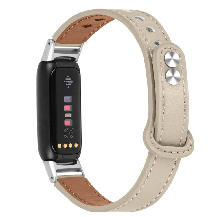 Stilfuld Fitbit Luxe Ægte læder Rem - Hvid#serie_7