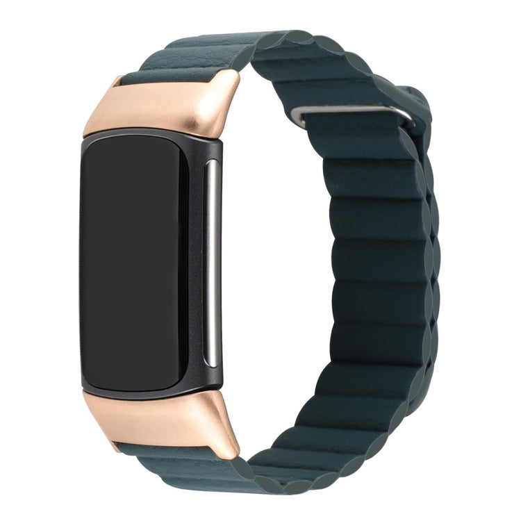 Flot Fitbit Charge 5 Ægte læder Rem - Grøn#serie_8