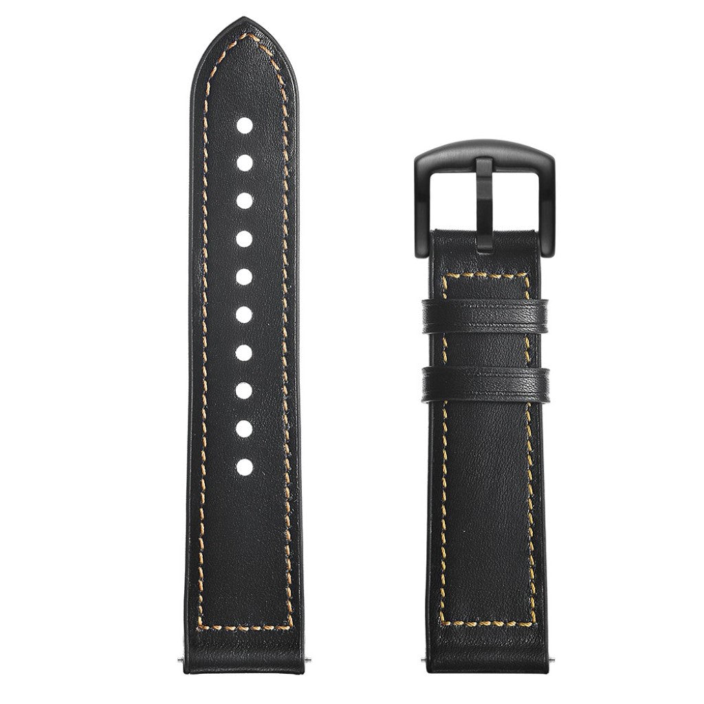 Fed Garmin Vivoactive 3 / Garmin Vivomove HR Ægte læder Rem - Sort#serie_1