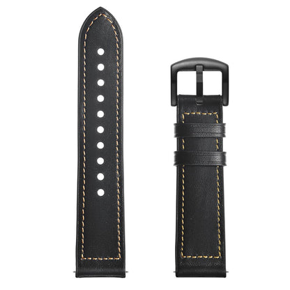 Fed Garmin Vivoactive 3 / Garmin Vivomove HR Ægte læder Rem - Sort#serie_1