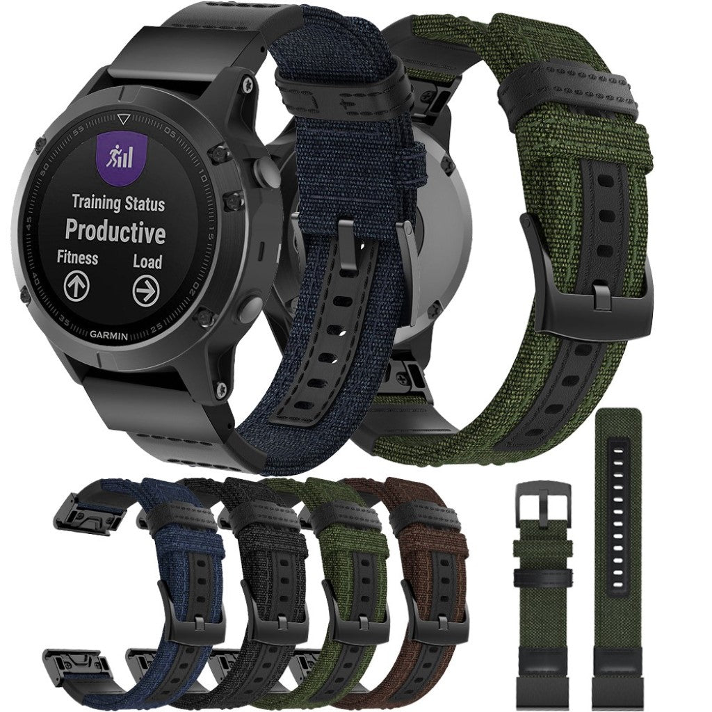 Nydelig Garmin Fenix 5 / Garmin Fenix 5 Plus Ægte læder Rem - Sort#serie_1