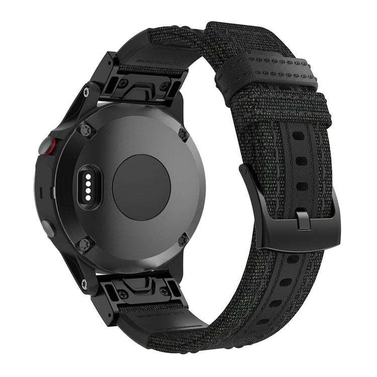 Nydelig Garmin Fenix 5 / Garmin Fenix 5 Plus Ægte læder Rem - Sort#serie_1