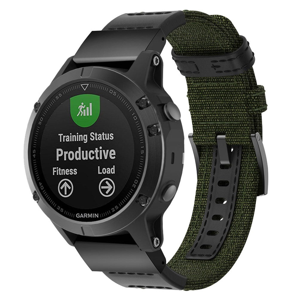 Nydelig Garmin Fenix 5 / Garmin Fenix 5 Plus Ægte læder Rem - Grøn#serie_2