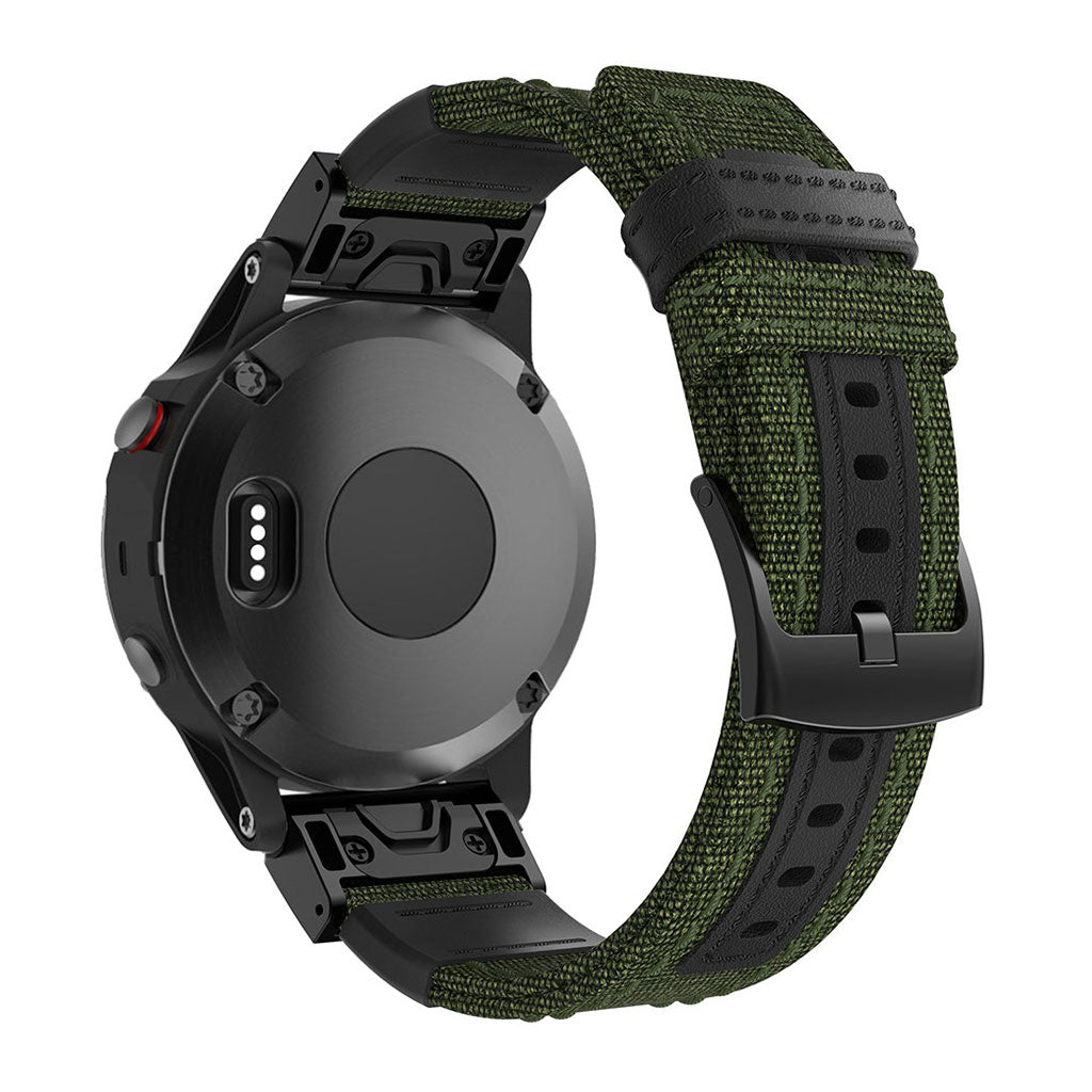 Nydelig Garmin Fenix 5 / Garmin Fenix 5 Plus Ægte læder Rem - Grøn#serie_2