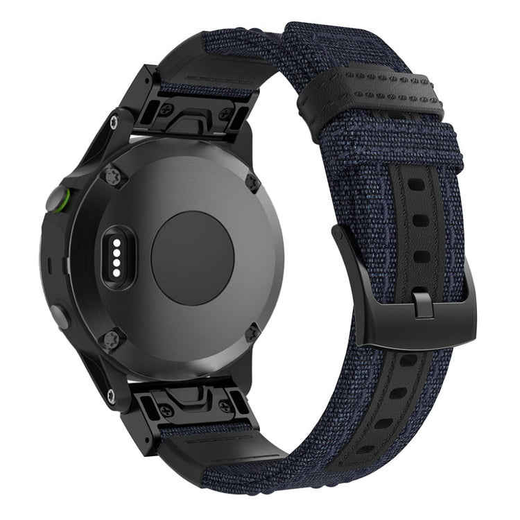 Nydelig Garmin Fenix 5 / Garmin Fenix 5 Plus Ægte læder Rem - Blå#serie_3