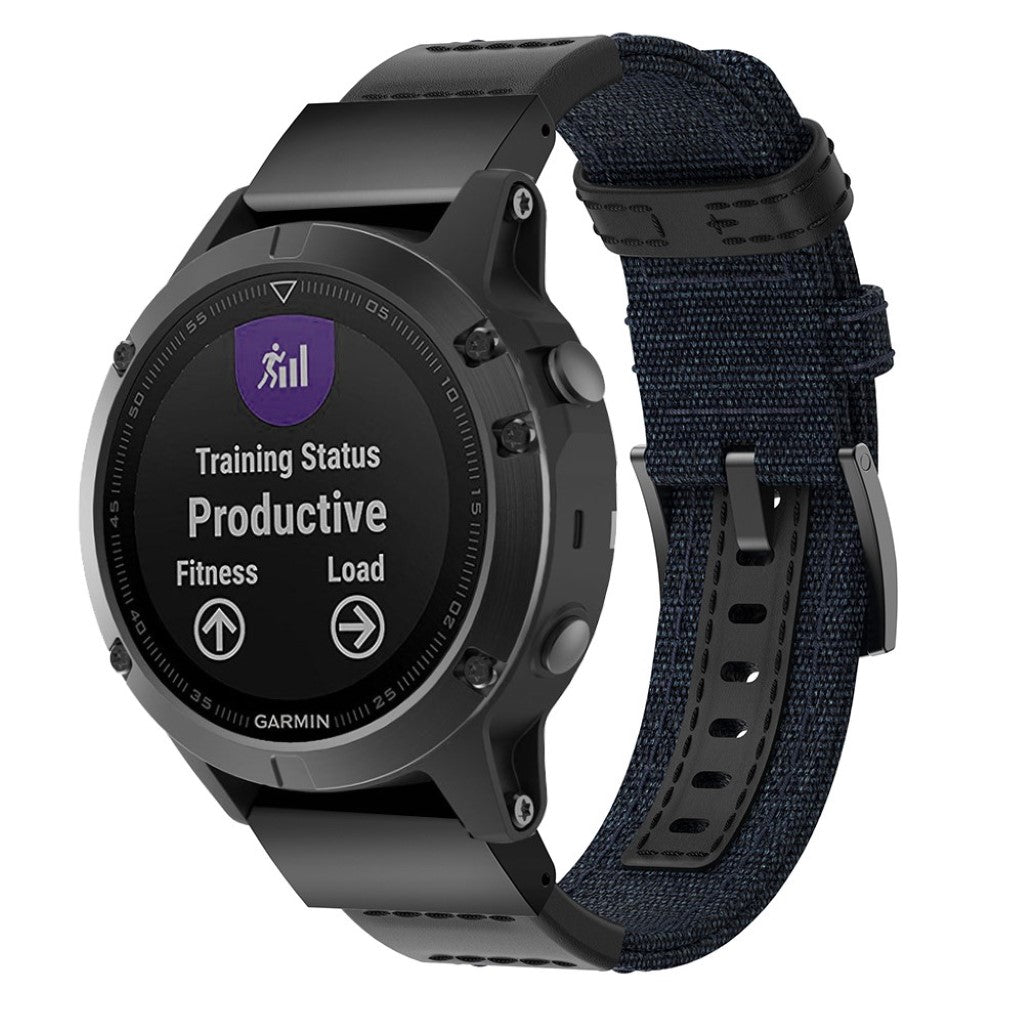 Nydelig Garmin Fenix 5 / Garmin Fenix 5 Plus Ægte læder Rem - Blå#serie_3