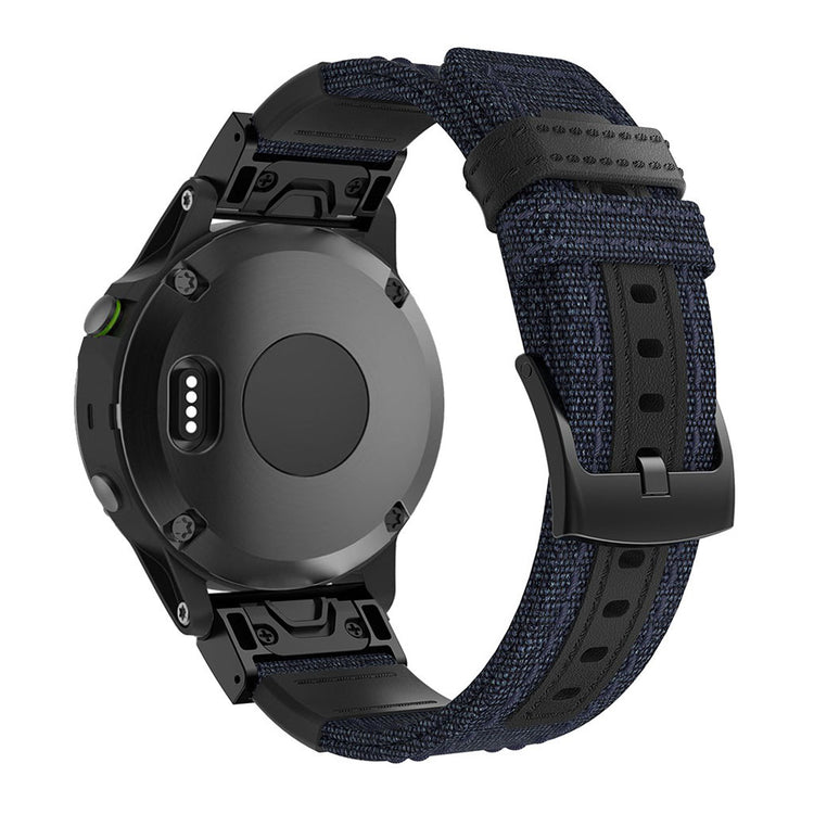 Nydelig Garmin Fenix 5 / Garmin Fenix 5 Plus Ægte læder Rem - Blå#serie_3