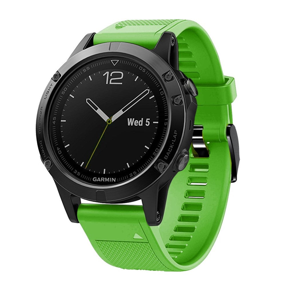 Meget komfortabel Garmin Fenix 5 Silikone Rem - Grøn#serie_7