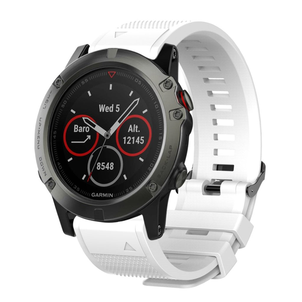 Super slidstærk Garmin Fenix 5S Silikone Rem - Hvid#serie_1