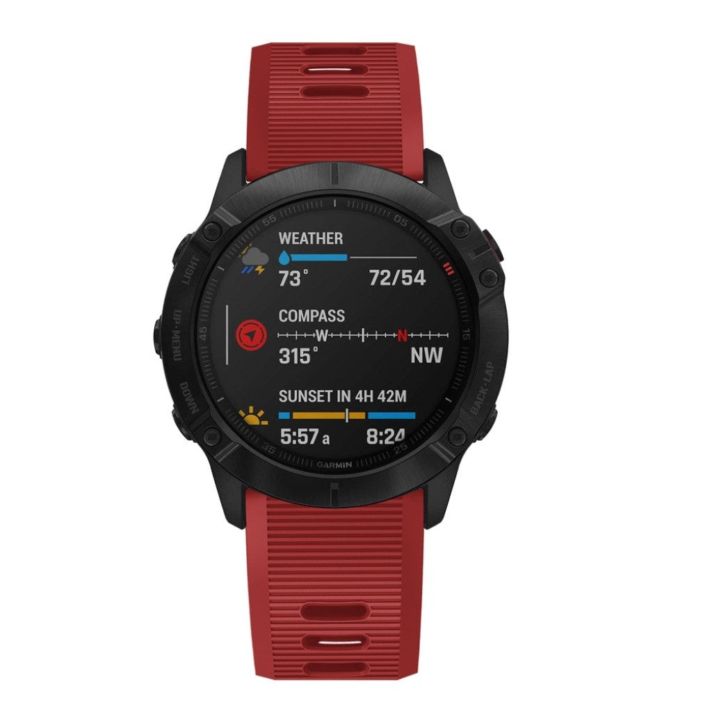 Sejt Garmin Fenix 6X Silikone Rem - Rød#serie_4