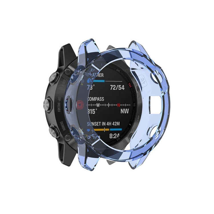 Garmin Fenix 6 / Garmin Fenix 6 Pro Gennemsigtig Silikone Bumper  - Blå#serie_2