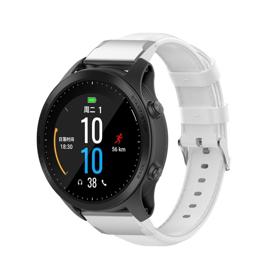 Mega fantastisk Garmin Fenix 6S Pro Ægte læder Rem - Hvid#serie_2