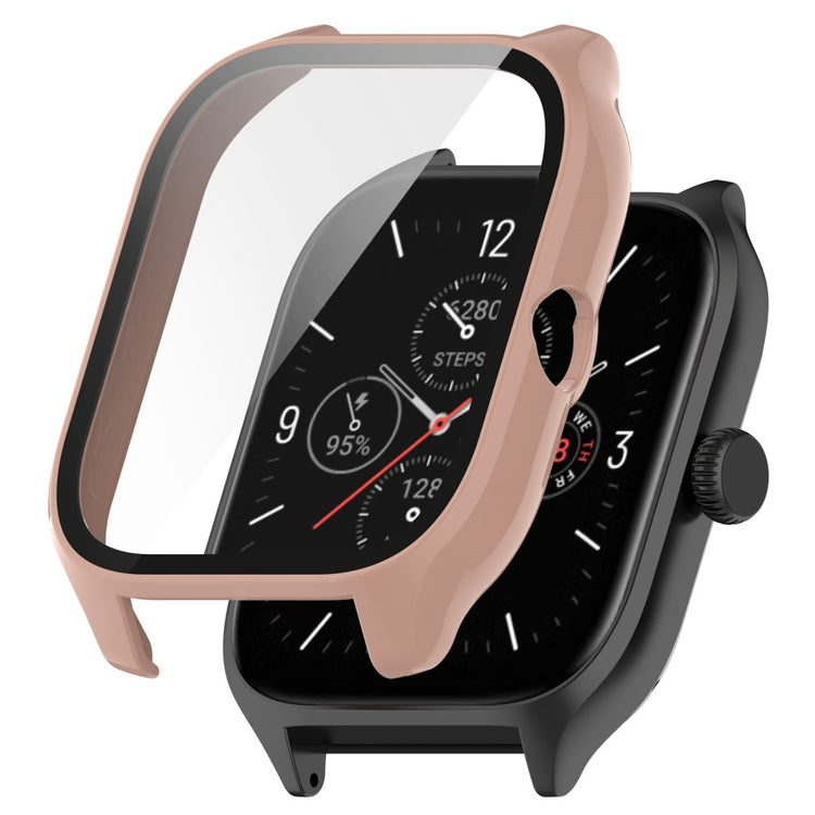 Rigtigt Flot Amazfit GTS 4 Cover med Skærmbeskytter i Plastik og Hærdet Glas - Pink#serie_5